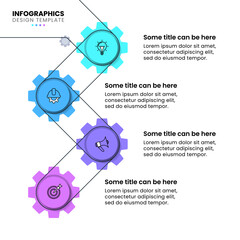 Infographic template. Connected gears with 4 steps