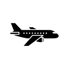 Black Airplane Icon Vector Illustration for Travel and Aviation Concepts - Digital Design