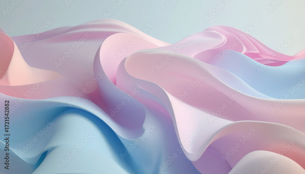 Poster abstract fluid, pastel, flowing shapes: delicate flowing shapes blend creating calm and serene feeli