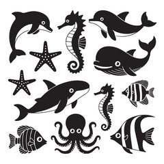 Fototapeta premium Cute Underwater Ocean Life Collection