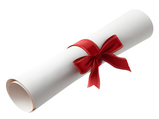 png white diploma with red ribbon