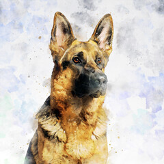 Watercolor Dog Illustration, Cute Hand Painted Pet Portrait, Artistic Animal Art Print