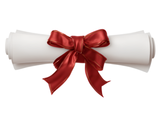 white diploma with red ribbon