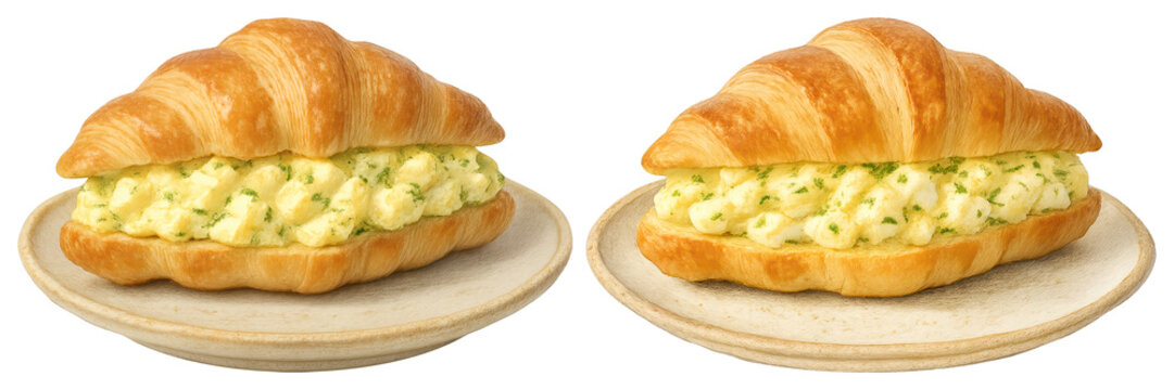 PNG Flaky croissants with creamy filling, element set on transparent background