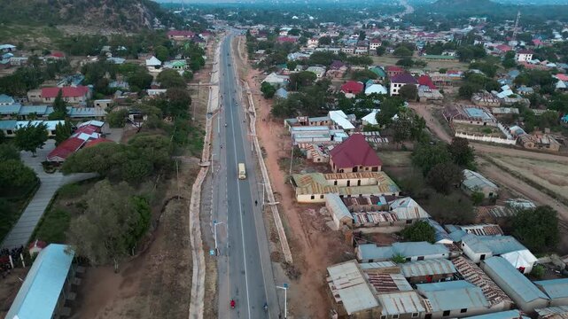 Aerial vew of houses in Bunda, Tanzania