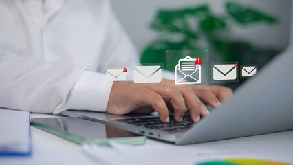 Email Notification Alert on Laptop, Business Communication and Digital Messaging