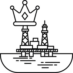 A black and white drawing of a king and a ship