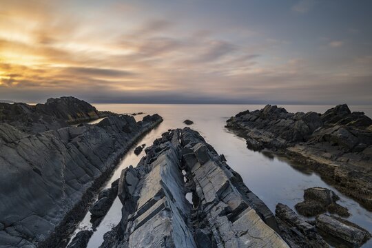 Rocky coast, Varanger, Barents Sea, Finnmark, Norway