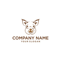 minimal pig head logo template vector illustration