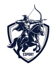 Mascot Illustration Esport Logo Emblem - Horseback Archer Design