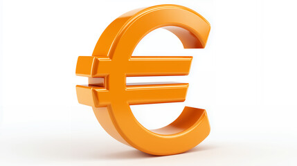 Obraz premium Orange Euro Currency Symbol Isolated On White