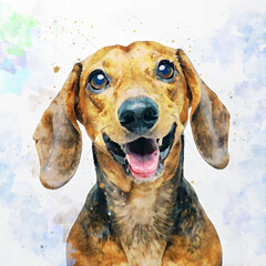 Watercolor Dog Illustration, Cute Hand Painted Pet Portrait, Artistic Animal Art Print