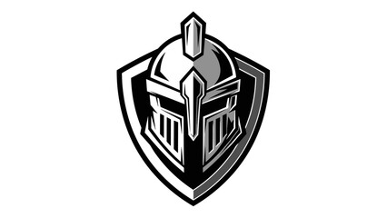 Mascot Illustration Esport Logo Emblem Fierce Warrior Helmet with Shield