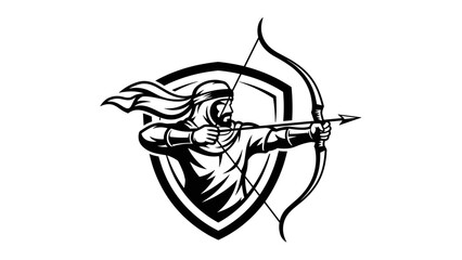 Archer Mascot Illustration Esport Logo Emblem Design with Medieval Warrior