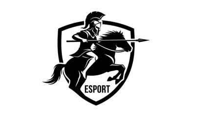 Mascot Illustration Esport Logo Emblem Featuring a Warrior on a Horse