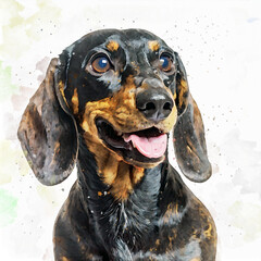Watercolor Dog Illustration, Cute Hand Painted Pet Portrait, Artistic Animal Art Print
