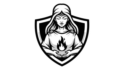 Mascot Illustration Esport Logo Emblem of a Woman with a Flame Symbol Design for Branding