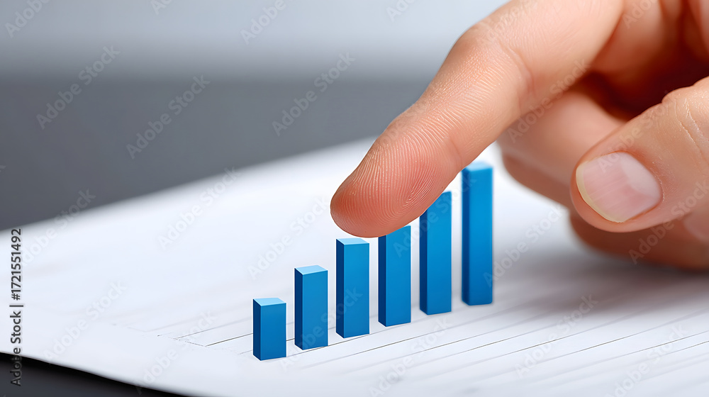 Poster a close-up view of a detailed bar chart displaying data and statistics to analyze business performan