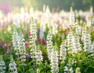 Bright white flowers in a garden