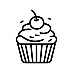 Delightful cupcake icon with cherry and sprinkles, perfect for baking promotions, party invitations, or sweet treat branding.
