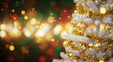 Elegant white Christmas tree with gold ornaments and warm lights &mdash; a perfect visual for festive branding, seasonal campaigns, and holiday decor inspiration.