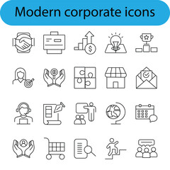 Modern corporate business icons set for digital and print use