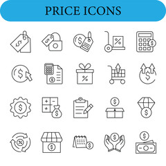 Hand drawn price and shopping icons collection