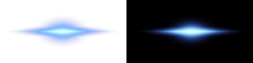 Light blue horizontal glowing line shine beam PNG