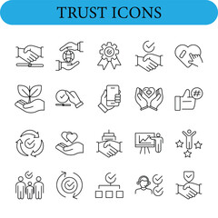 Collection of hand drawn trust and reliability icons
