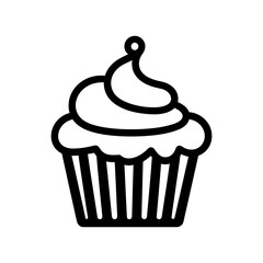 Sweet cupcake with creamy swirl frosting and cherry on top, a delightful simple icon for baking and celebration