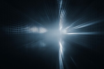 A striking abstract light explosion emerging from a dark metal surface with perforations, embodying advanced technology, futuristic ideas, innovative concepts, and modern industrial design elements