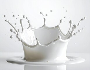 Dynamic Milk Crown Splash on White
