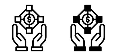 Blockchain Funding Icon Collection Line & Mixed Style