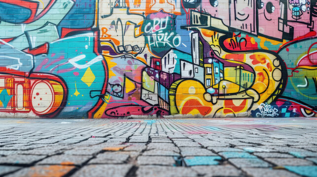 urban modern art graffiti wall, vibrant colors, commercial creative vibe, city background - Powered by Adobe
