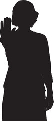vector,silhouette of a woman with stop sign