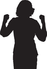 vector,silhouette of a woman raising her arms  in victory sign