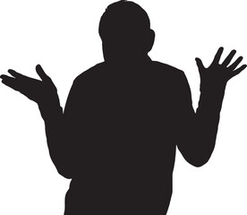vector, silhouette of a man with doubt or confused expression