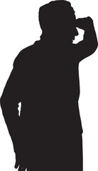 vector, silhouette of a  senior woman with hand in front looking away