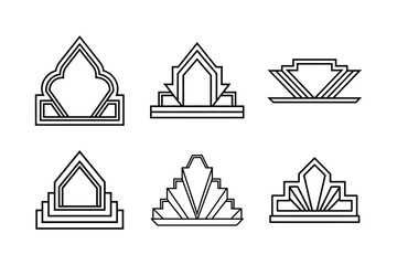 Fototapeta premium set of art deco stepped border vector