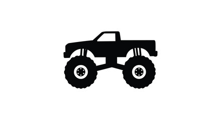 Simple black silhouette illustration of a large monster truck vehicle © Jewel