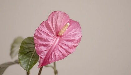 Isolated pink anthurium flower on neutral background, high quality product photography, perfect for graphic design and advertising use