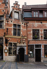 Cozy old street in center of Brussels, Belgium. Cityscape of Brussels (Bruxelles). Architecture and landmarks of Brussels.