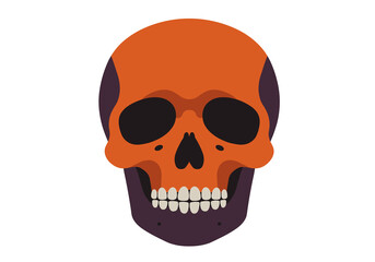 Fototapeta premium Flat vector skull in orange and purple colors for Halloween 