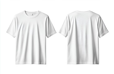 Blank white crew neck t-shirt, front and back views