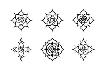 set of intricate gothic rose ornament vector