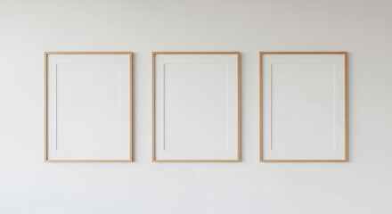 Modern Minimalist Wall Art Decor Three Frame Mockup Design for Home Interior Design Gallery Display Neutral Decor Light
