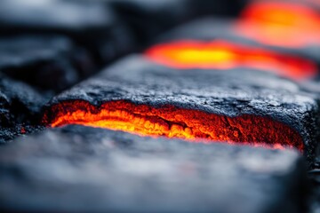 Hot Glowing Lava Rocks Closeup
