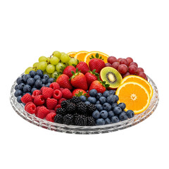 Fresh fruit platter assortment isolated on transparent background