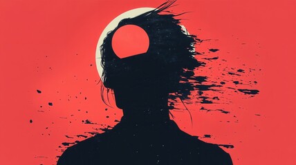 Silhouette of a Person with Open Mind and Sun - Conceptual Art