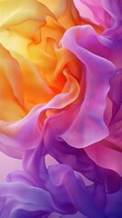 Colorful layers of translucent fabric flow together creating a vibrant abstract composition